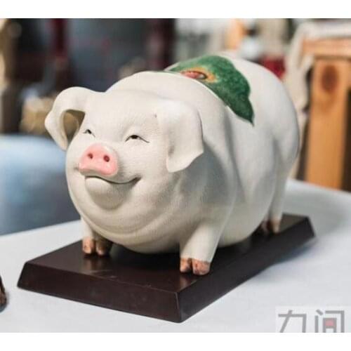 Ceramic pig everything luck fortune Zodiac pig places luxury Animal Sculpture New Year goods gift Shiwan doll living room porc