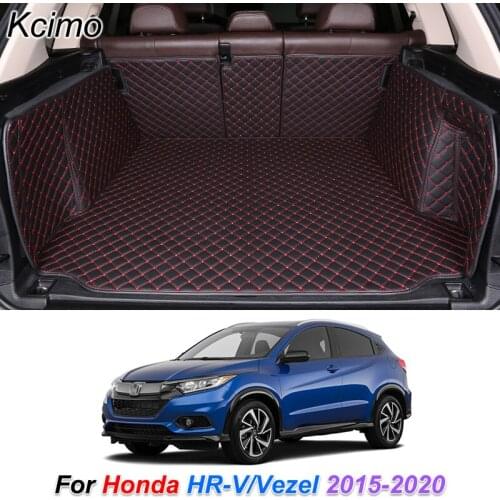 Custom Leather Car Trunk Mats for Honda HR-V Vezel 2015-2020 Rear Trunk Floor Mat Tray Carpet Cargo Liner Auto Accessories