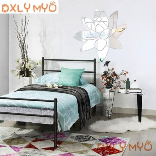 Creative Lotus 3D Decorative Sticker Acrylic Mirror Wall Stickers Flower Decal Wall Decor Living Room Decoration Poster
