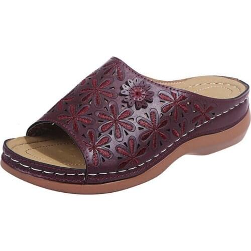 Summer Women Casual Shoes Slippers Embroidery Cutout Thick Bottom Open Toe Sandals Women Beach Slip On Slides Sandales WSH4024