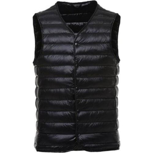 Best Sale Down Portable V-neck Vest Lightweight Mens Down Jacket Vest Waistcoat Jacket 2020 Spring Winter Down Vests Men Vest