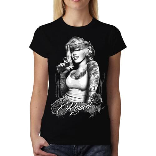 Marilyn Monroe Respect Gun Women T-shirt S-XL New