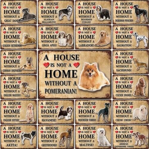 [ Mike86 ] Dog Cocker Spaniel Akita Labrador Maltese Metal Sign Tin Poster Home Decor Bar Wall Art Painting 20*30 CM Size DD-29