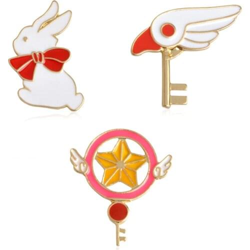 Bird Head Rabbit Wing Star Stick Magic Wrist Key Bowknot Brooch Men And Women Hat Sweater Jackets Collar Badge Cartoon Jewelry