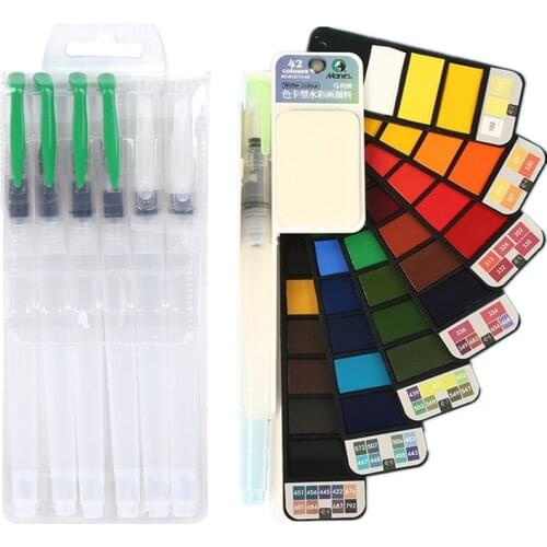 Painting Watercolor 18/33/42 Colors Foldable Fan-shaped Water Color With Paint Brush Solid Watercolors Set School/Art Supplies