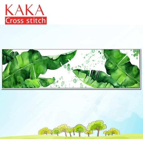 KAKA Cross stitch kits Embroidery needlework sets with printed pattern,11CT canvas,Home Decor for garden House,5D Green Plants