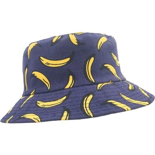 New Panama Bucket Hat Men Women Summer Bucket Cap Banana Print Bob Hat Hip Hop Gorros Fishing Reversible Fisherman Hat