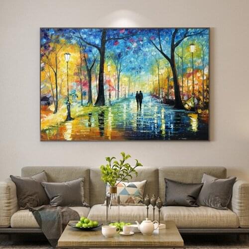 Couple Walking Down The Street Canvas Art Painting Posters and Prints Cuadros Wall Art Picture for Living Room Home Deco