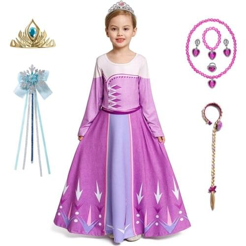 Elsa Dress for Girl Halloween Snow Queen Princess Desses for Pajamas Party Kids Birthday Gifts