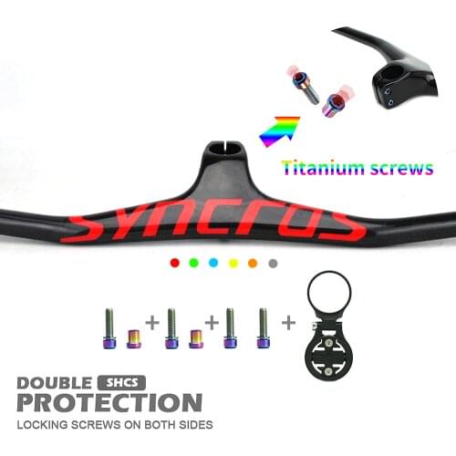 T800 MTB Bicycle Riser -17 degree One-shaped Integrated Handlebar With Stem UD Matte/ Glossy add Ultra-light titanium screws