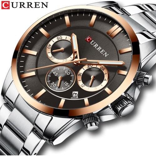 Reloj Hombres Luxury Brand CURREN Quartz Chronograph Watches Men Causal Clock Stainless Steel Band Wrist Watch Auto Date