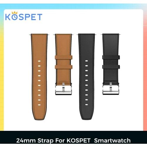 KOSPET Head layer cowhide Silicon Stainless wtach strap 24mm smartwatch band strap For KOSPET Smartwatch Phone