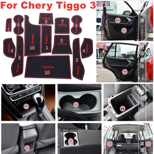 For Chery Tiggo 3 2016-2018 3D Rubber Mat Lnterior Anti Slip Mat Door Slot Pad Cup Cushion Groove Pad Car Accessories