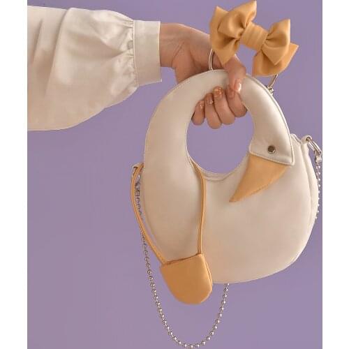 Luxury Handbags Women Funny Tote Bag Brand Designer Cute Goose Shape Messenger Bags Girls Soft Leather Ladies Hobos Chain Bags