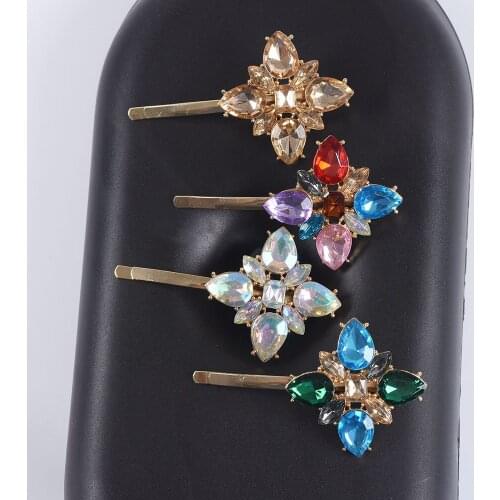 Luxury Crystal Flowers ZA Hairpins Women Hair Jewelry Accessories Girls Cute Hair Clips Alloy Long Barrettes For Woman