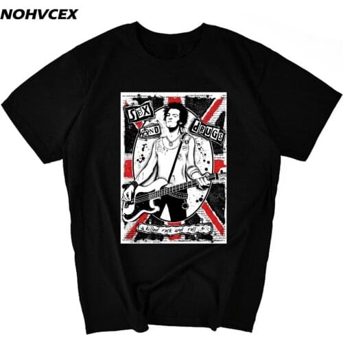 Sid Vicious Printed T-Shirt Men Summer Sex Pistols Tops Tees Shirt Male Short Sleeve Rock