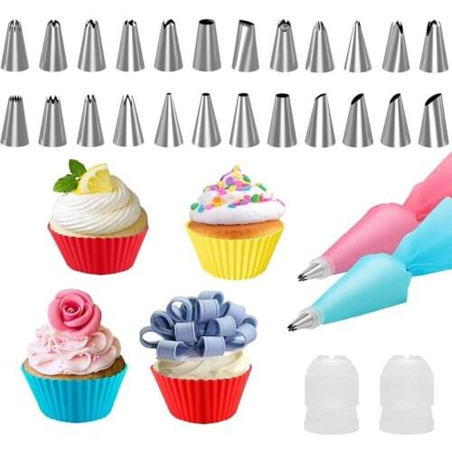 MXHAOYU 8/26Pcs/Set Silicone Pastry Bag Decorating Mouth Kitchen Butter Cake Tool Reusable Lcing Piping Cream Baking Supplies