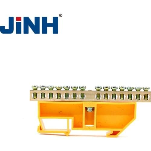 Blue Green 4-16 Pole Screw Brass Copper Grounding Strip Terminal Block Connector Earth And Neutral