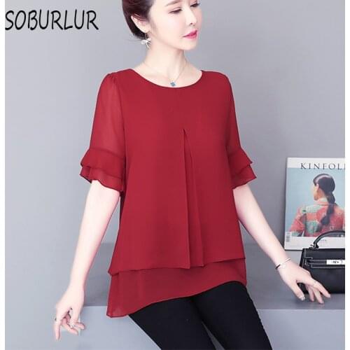 Женские красные рубашки SOBURLUR China At AliExpress