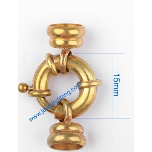 Connectors for bracelets copper Spring Ring Clasp with 2 end cap shipping free mang color can be plated 300pcs