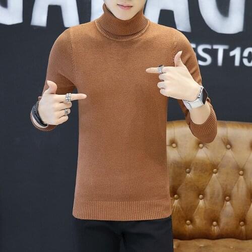 Sweater Men Winter Turtleneck Clothes Classic Simplicity Pullover Sweater Men Solid Long Sleeves Grey Black Regular Men Sweaters