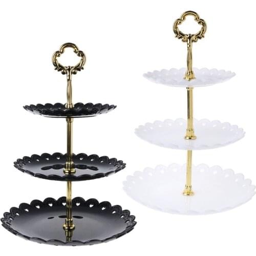 3 Tier Wedding Birthday Party Cake Plate Afternoon Tea Dessert Stand Tray Fruit Snacks Display Tower