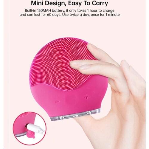 Mini Ultrasonic Facial Cleansing Brush Silicone Electric Sonic Face Skin Washing Massager USB Rechargeable Blackhead Remover