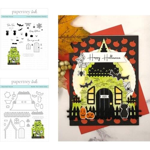 Halloween Haunted House Cutting Dies and Stamps for Scrapbooking Album Paper Cards Decorative Crafts Embossing Folder Card Hot