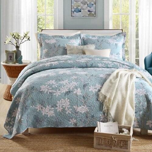 CHAUSUB Vintage Quality Quilt Set 3PCS Washed Cotton Quilted Bedspread Quilts Sheets Blanket Pillowcase Coverlet Set King Size