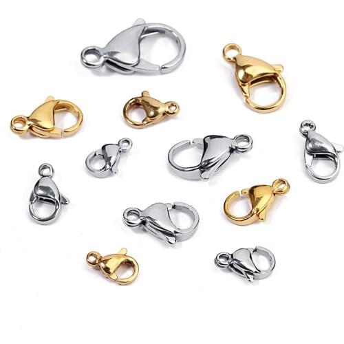 5PCS/Lot Stainless Steel Lobster Clasps Hooks For Bracelet Necklace Connectors DIY Jewelry Making Jewelry Findings Supplies