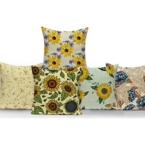 Plant Pattern Cushion Cover Cartoons Decorative Pillows for Sofa 45x45cm Sunflower Pillow Covers Flowers Pillowcases for Pillows