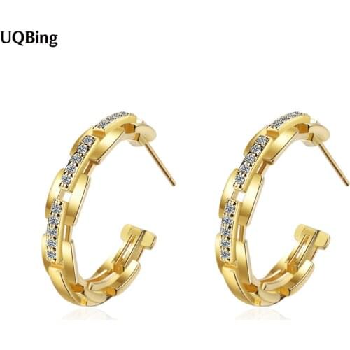 Wholesale 925 Sterling Silver Semi-Circular Women Crystal Hoop Earrings Jewelry Gifts