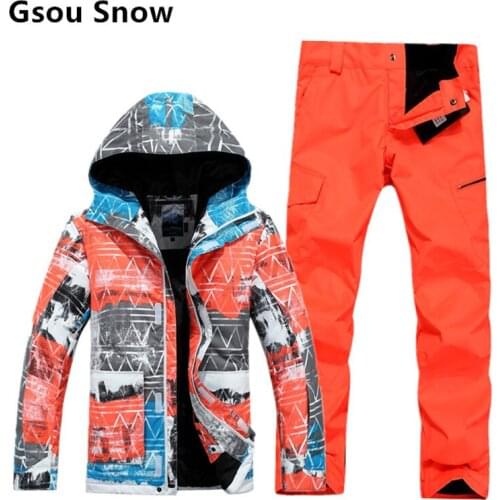 Winter GSOU SNOW board jackets & pant ski jacket men mountain skiing suits for men waterproof ski jas esqui skiwear
