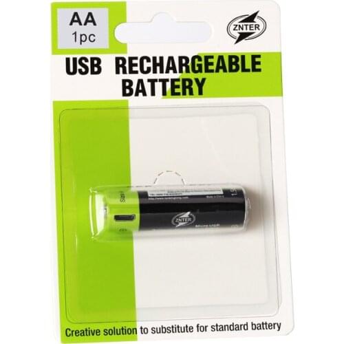 ZNTER 1Pc 1.5V 1250mAh AA Rechargeable Battery USB Cable Lithium Polymer Battery Quick Charging for Toys Remote Control
