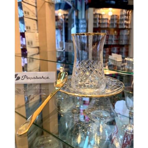 Pasabahce Handmade Gold Tea Set
