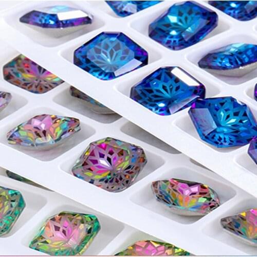10x10mm Princess Fancy stone k9 Glass Lotus Stones strass Craft Rhinestones Loose Beads crystal DIY Jewelry Decorative Accessori