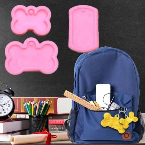 3Pcs Dog Tags Pendant Resin Casting Mold Kit Silicone Military Bone Shape Tag Pendant Keychain Mold Jewelry Making Tools