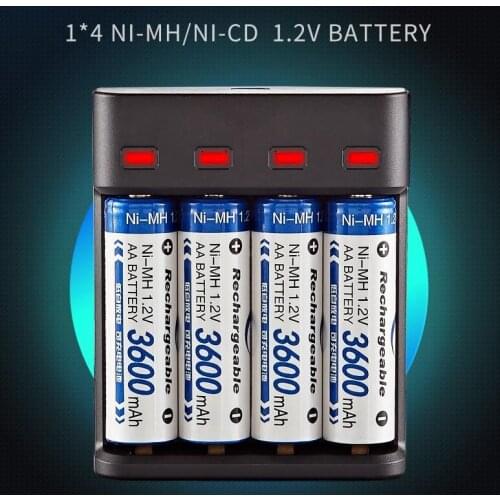 4 Slot USB Charger for AA/AAA Rechargeable Battery Independent Charging Without Battery