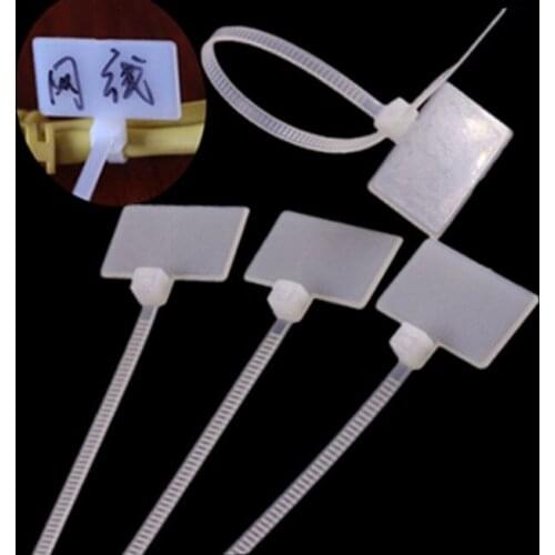 500PC White Easy Mark Length 100/150/200mm Nylon Cable Ties Tag Labels Plastic Loop Ties Markers Cable Tag Self-locking Zip Ties