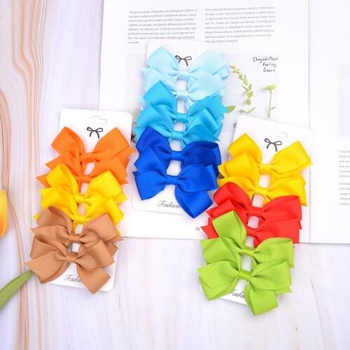 6Pcs/Lot Sweet Candy Colors Hair Bows With Clip For Kids Girls Solid Boutique Ribbon Hairpins Headwear Fashion Hair Accessories