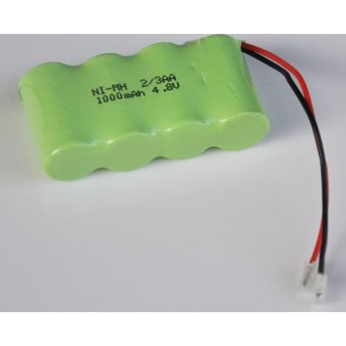 2pcs 4.8V rechargeable 2/3AA battery pack 1000mah 2/3 AA ni-mh nimh cell for RC toys cordless phone