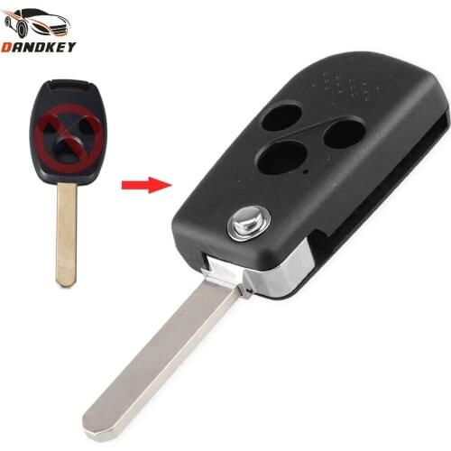 Dandkey 3 Buttons Modified Flip Folding Remote Key Shell Fob For Honda Accord Civic CR-V Insight Ridgeline Auto Car Key Case