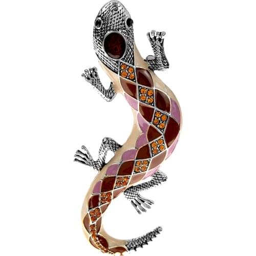 CINDY XIANG New Colorful Enamel Lizard Brooch Pin for Men Cute Animal Large Gecko Brooches Autumn Winter Rhinestone Pins Jewelry