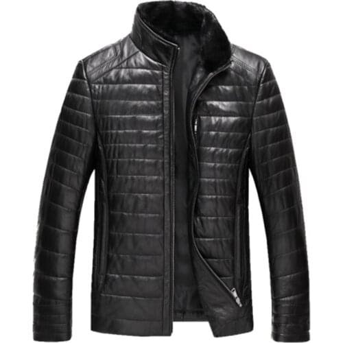 Mens Real Sheepskin Leather Jacket Plus Size 6XL7XL 2020 Winter Warm Genuine Leather Duck Down Jacket Men Parka L480