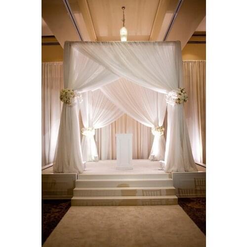 Hot 3M*3M*3M white square canopy drapery with stainless steel Pipes
