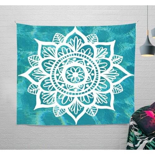 Beautiful Green Mandala Flowers Tapestry Vintage Exotic Bohemia Plant Nature Frame for Bedroom Photography Wall Decor