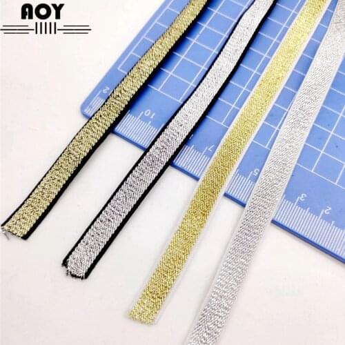 10mm Gold Silver Rubber Band Tape Flat Elastic Shoulder Strap Pull For DIY Handmade Underwear garments WaistBelt Ribbon Sewing