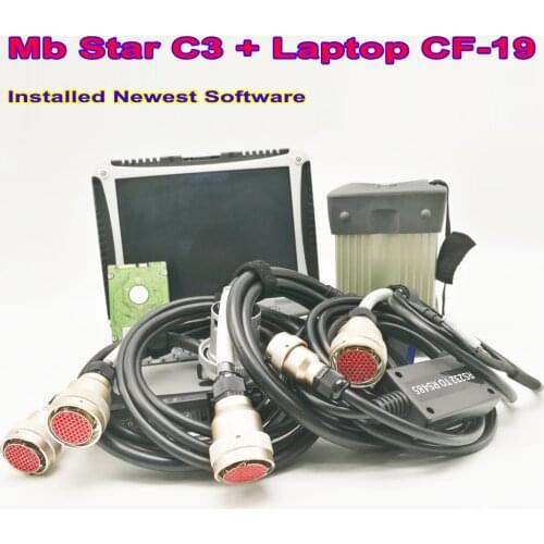Best Quality mb star c3 diagnosis With CF-19 Laptop installed New Software 2020.06 MB STAR C3 With Full Cables Working Stable