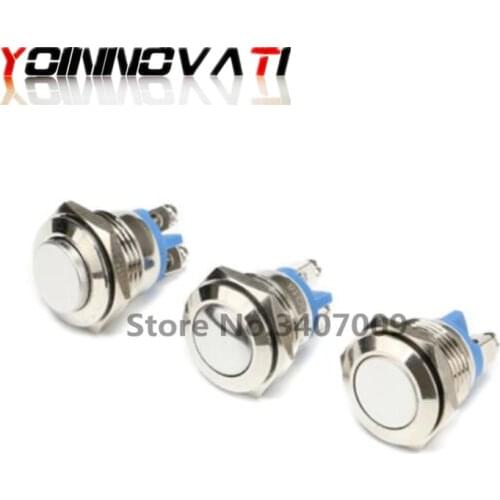 10Pcs 16MM Metal Button Switch Self-reset Start Power Switch No Lock Waterproof Switch