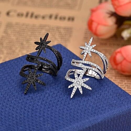 Trendy Gorgeous Cz Stone Rings For Women Luxury Zircon Star Long Wide Party Rings Jewelry Gifts Anillos Mujer Zk30